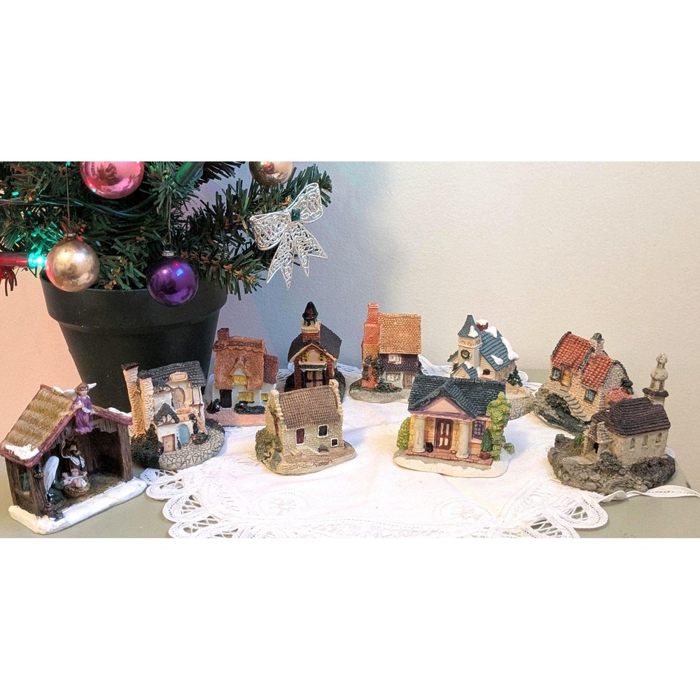 Vintage Miniature Christmas Village Set of 10 | Mini Houses Nativity Scene Holid
